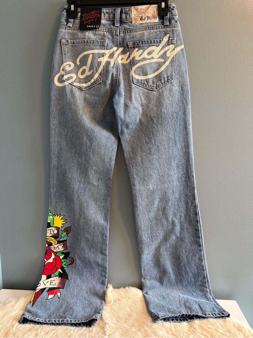 Ed Hardy Women’s Baggy Fit Graphic Print Jeans